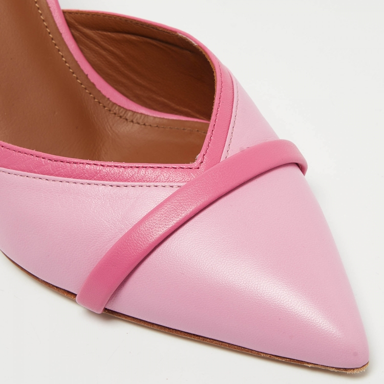 Pre Owned Malone Souliers Pink Leather Mules  Size 38  