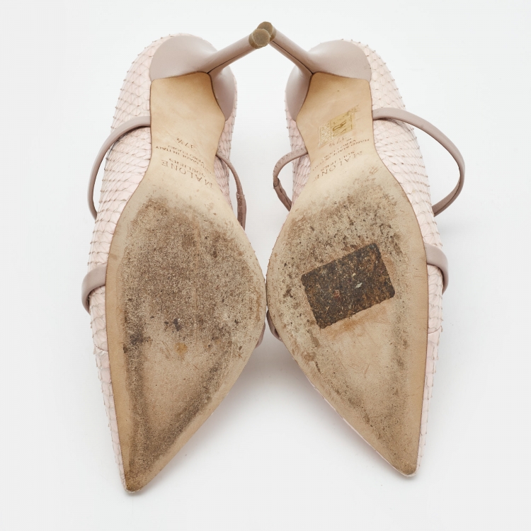 Pre Owned Malone Souliers Beige Python Maureen Mules Size 37.5 