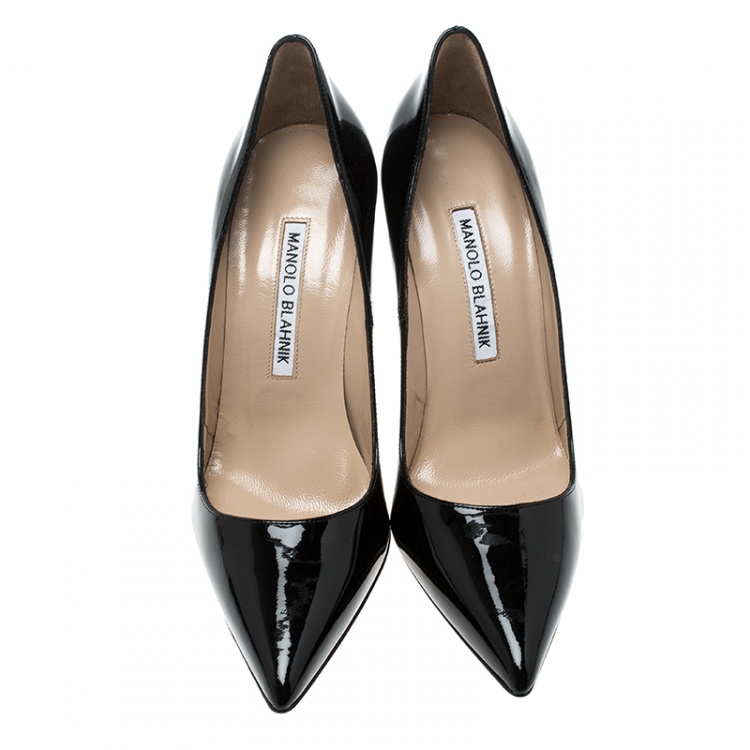 Pre Owned Manolo Blahnik Black Patent Leather BB Pointed Toe Pumps Size 36
