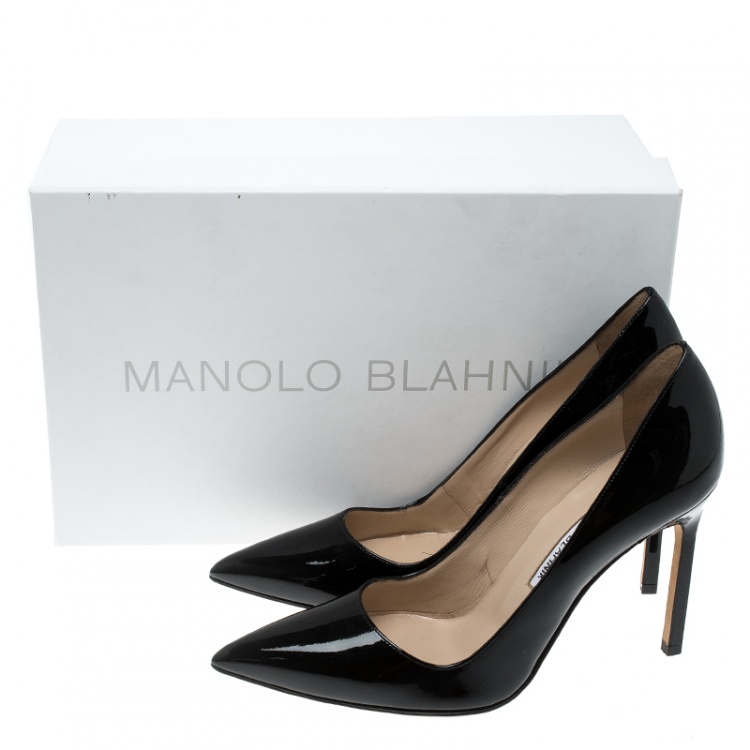 Pre Owned Manolo Blahnik Black Patent Leather BB Pointed Toe Pumps Size 36