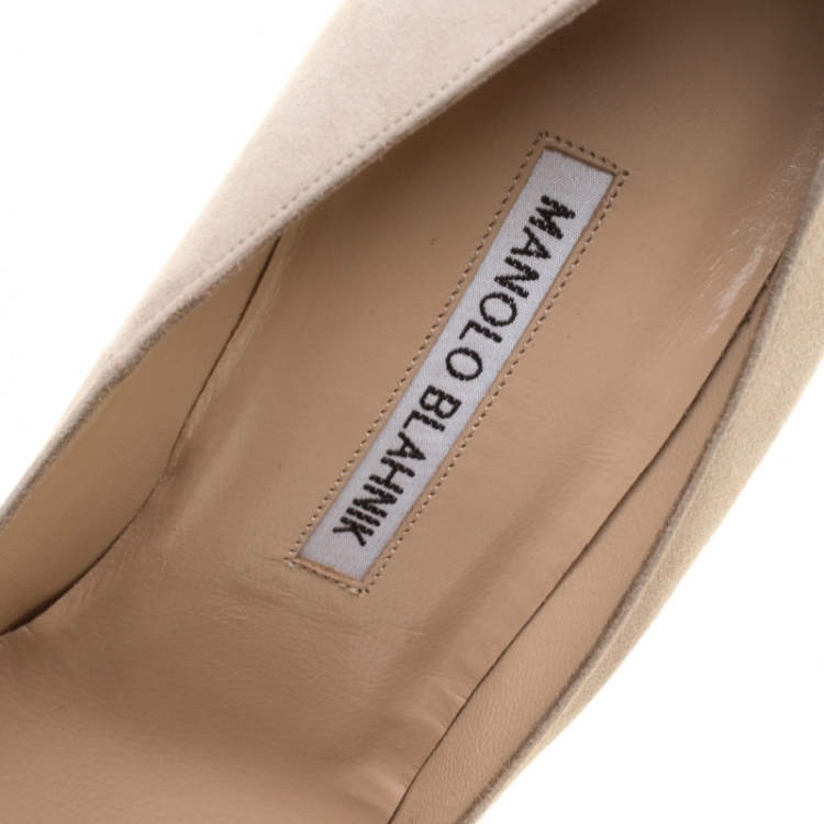 Pre Owned Manolo Blahnik Two Tone Suede Bipunta Pointed Toe Pumps Size 38