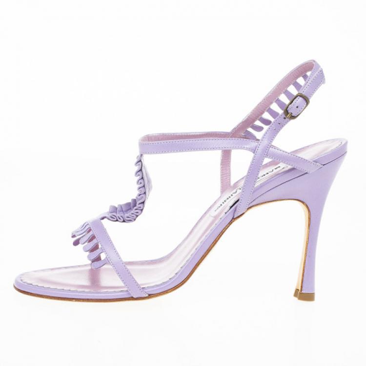 Pre Owned Manolo Blahnik Lilac Tigrata Sandals Size 39
