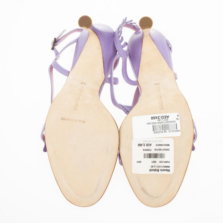 Pre Owned Manolo Blahnik Lilac Tigrata Sandals Size 39
