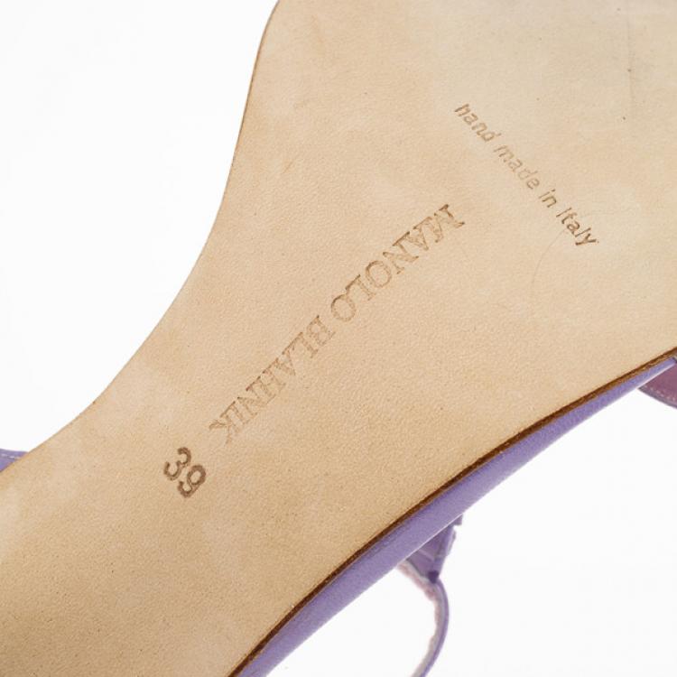 Pre Owned Manolo Blahnik Lilac Tigrata Sandals Size 39