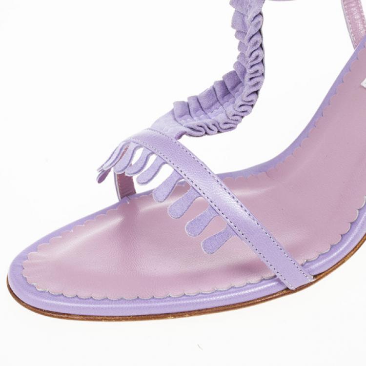Pre Owned Manolo Blahnik Lilac Tigrata Sandals Size 39