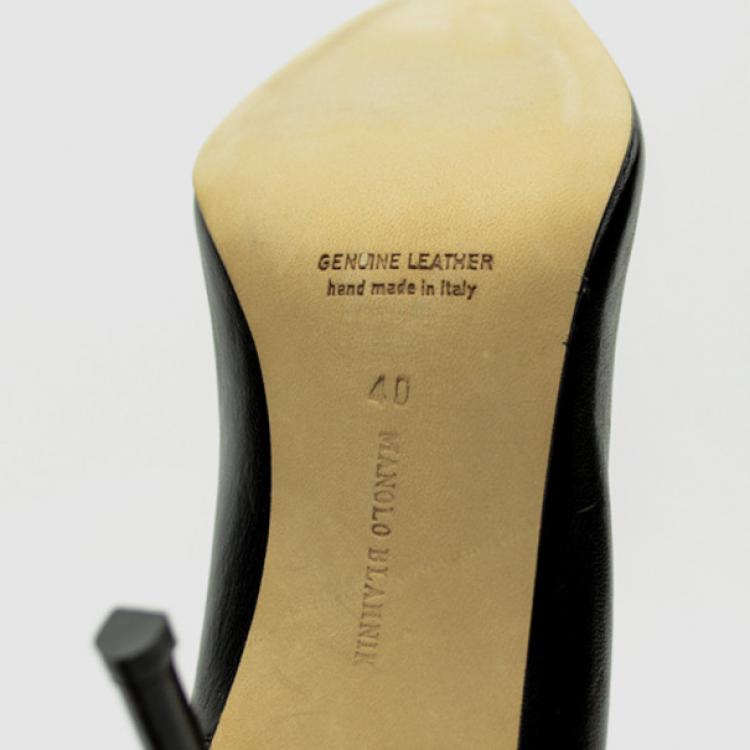 Pre Owned Manolo Blahnik Black Leather Pointed Toe Pumps Size 40