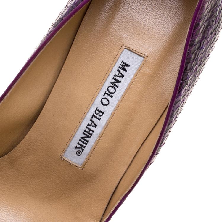 Pre Owned Manolo Blahnik Purple Snakeskin Pumps Size 40.5