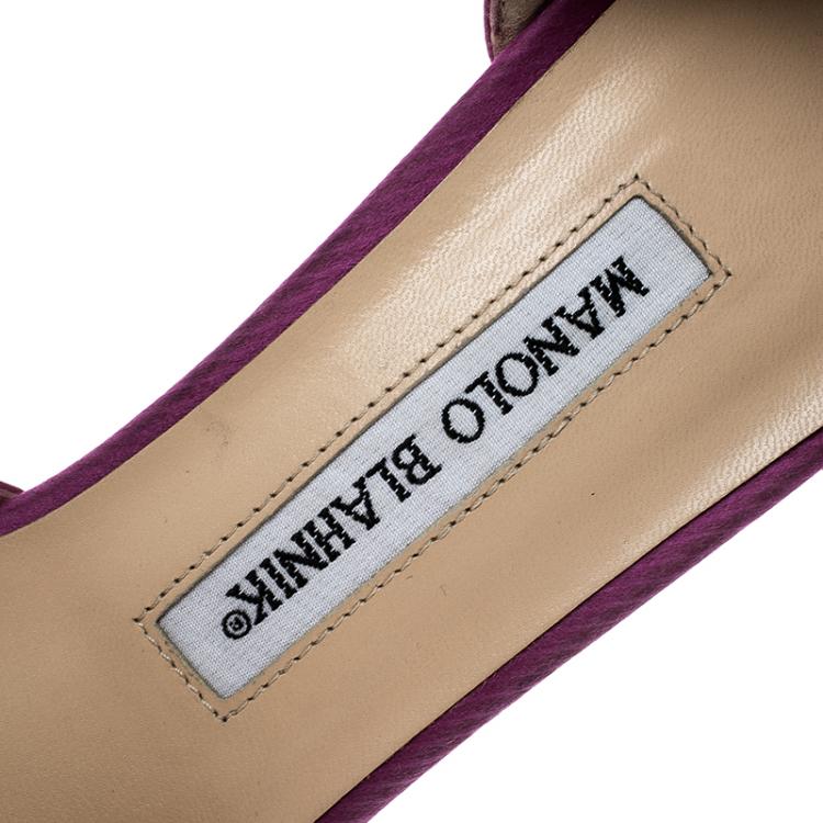 Pre Owned Manolo Blahnik Fuchsia Pleated Satin Sedaraby D'orsay Pumps Size 37.5