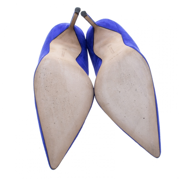 مملوكة مسبقًا Manolo Blahnik Cobalt Blue Suede BB Pointed Toe Pumps Size 40