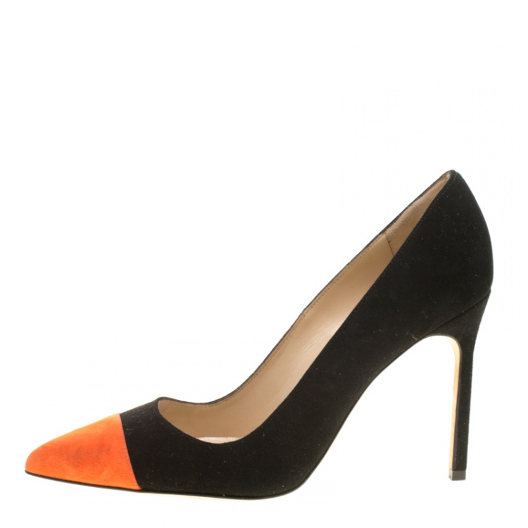 Pre Owned Manolo Blahnik Two Tone Suede Bipunta Pointed Toe Pumps Size 37