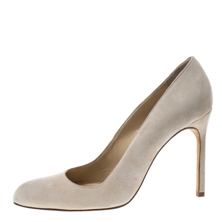 Pre Owned Manolo Blahnik Beige Suede BBR Pumps Size 36