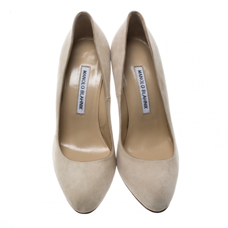 Pre Owned Manolo Blahnik Beige Suede BBR Pumps Size 36