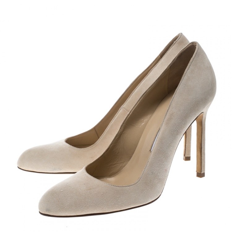 Pre Owned Manolo Blahnik Beige Suede BBR Pumps Size 36