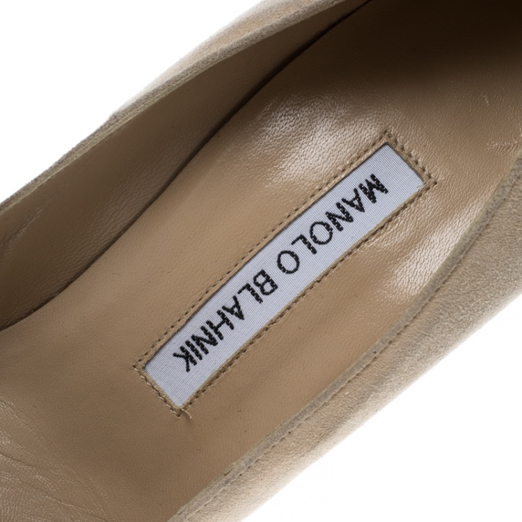 Pre Owned Manolo Blahnik Beige Suede BB Pointed Toe Pumps Size 38