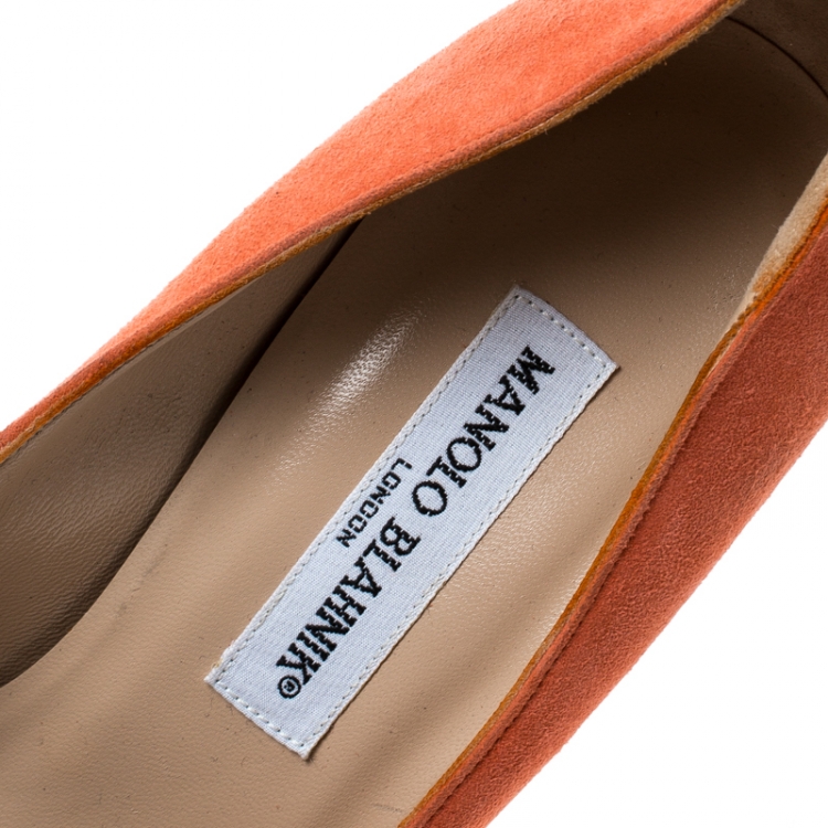 Pre Owned Manolo Blahnik Coral Suede BB Pointed Toe Pumps Size 38