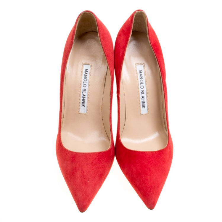 Manolo Blahnik Red Suede Bb Pointed Toe Pumps Size 36 Manolo Blahnik Tlc