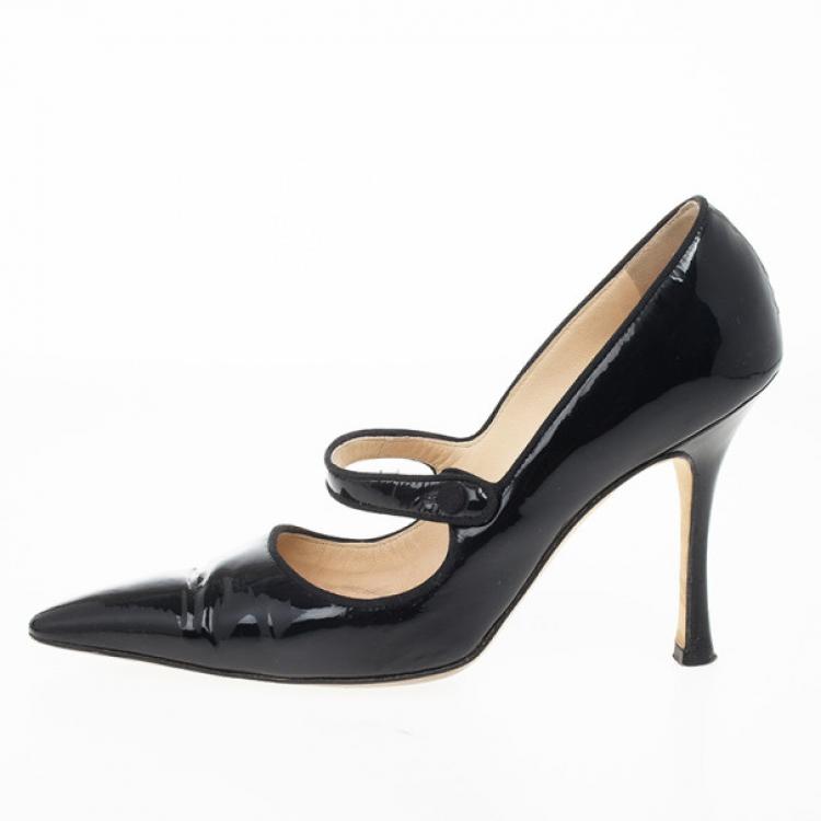 Manolo Blahnik Black Patent Campari Mary Jane Pumps Size 38 Manolo Blahnik Tlc