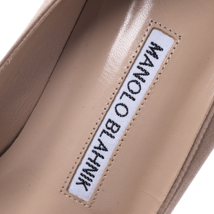 Pre Owned Manolo Blahnik Beige Satin Hangisi Pointed Toe Pumps Size 36