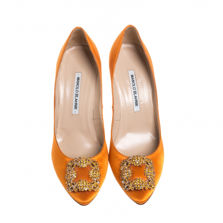 orange manolo blahnik shoes