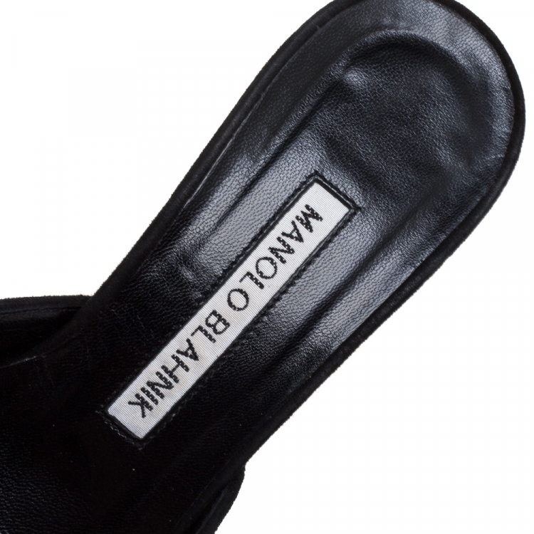 Pre Owned Manolo Blahnik Black Suede Mule Sandals Size 36.5