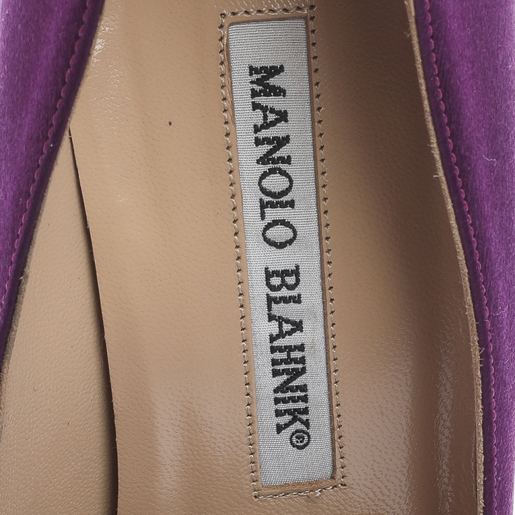 Pre Owned Manolo Blahnik Purple Satin Hangisi  Pumps Size 36.5