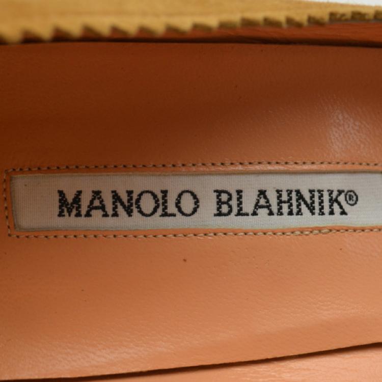 Pre Owned Manolo Blahnik Beige Suede Peep Toe Pumps Size 38