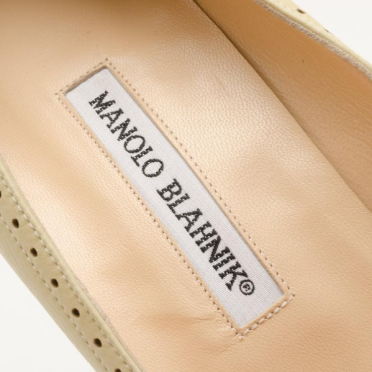 Pre Owned Manolo Blahnik Beige Leather Pumps Size 40