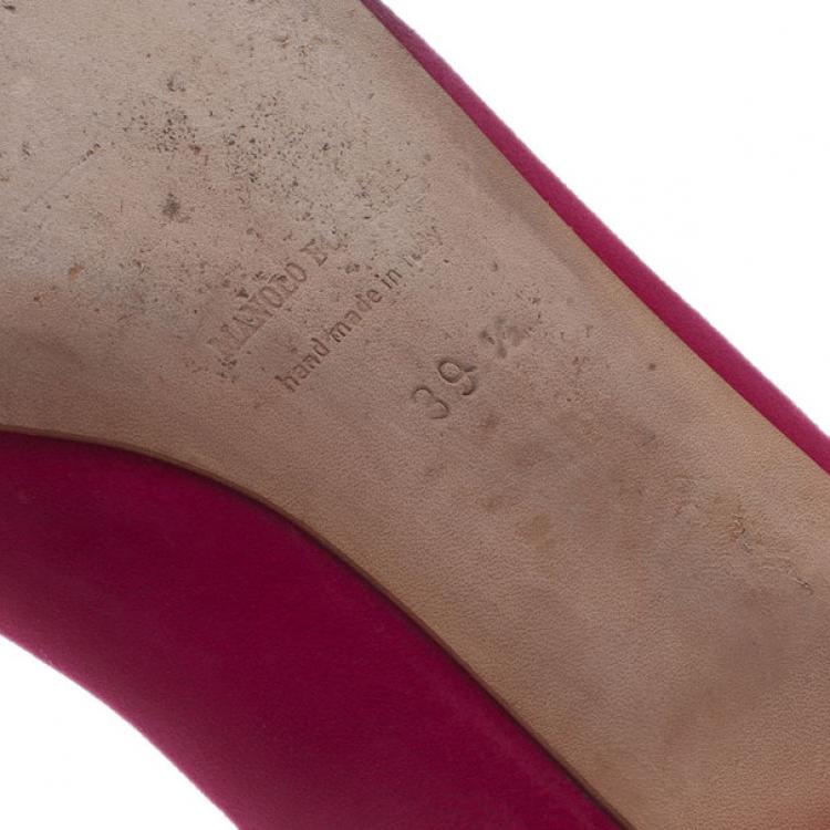 Pre Owned Manolo Blahnik Pink Suede Yak Smoking Slippers Size 39.5