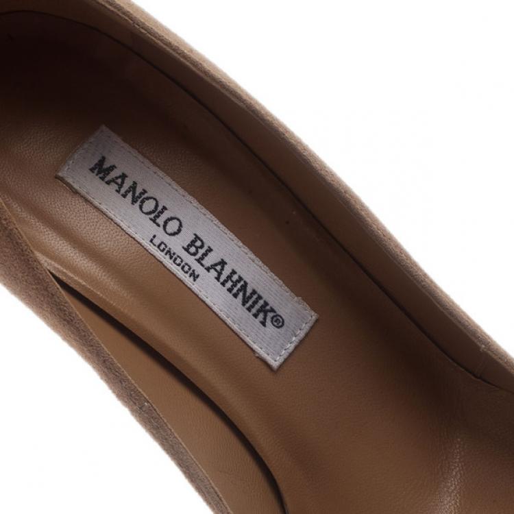 Pre Owned Manolo Blahnik Beige Suede BB Pointed Toe Pumps Size 36