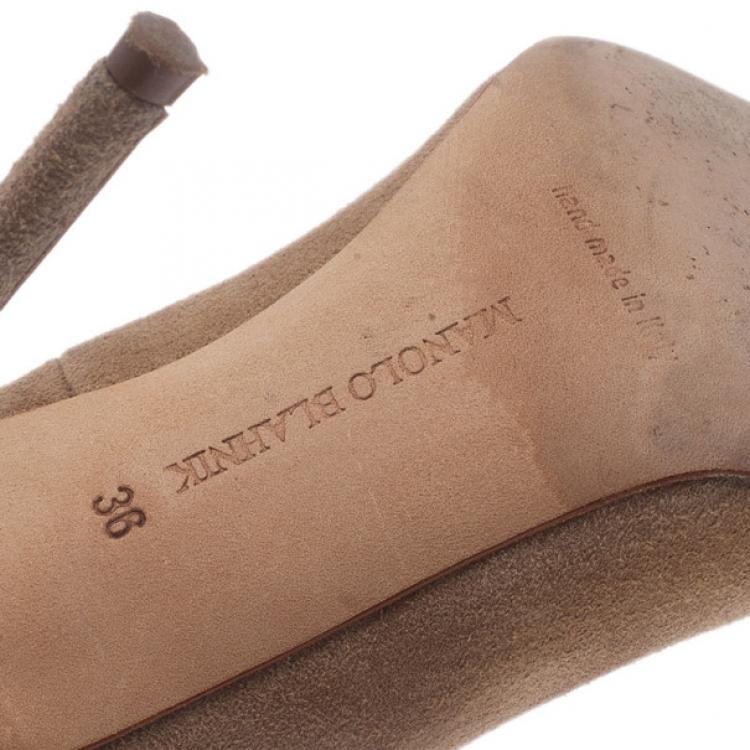 Pre Owned Manolo Blahnik Beige Suede BB Pointed Toe Pumps Size 36