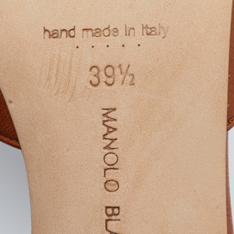 Pre Owned Manolo Blahnik Brown Leather Maysli Slingback Pumps Size 39.5