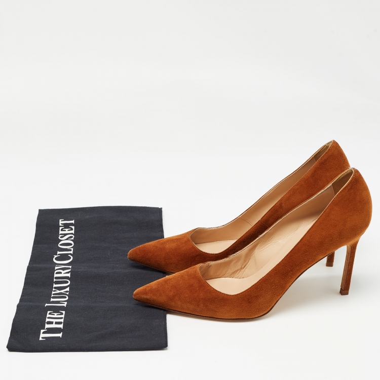 Pre Owned Manolo Blahnik Brown Suede BB Pumps Size 37.5