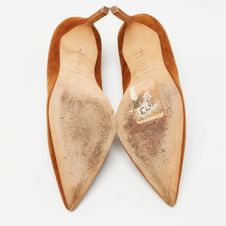 Pre Owned Manolo Blahnik Brown Suede BB Pumps Size 37.5