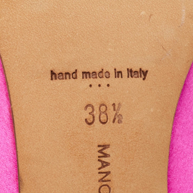 Pre Owned Manolo Blahnik Pink Satin Hangisi Pumps Size 38.5