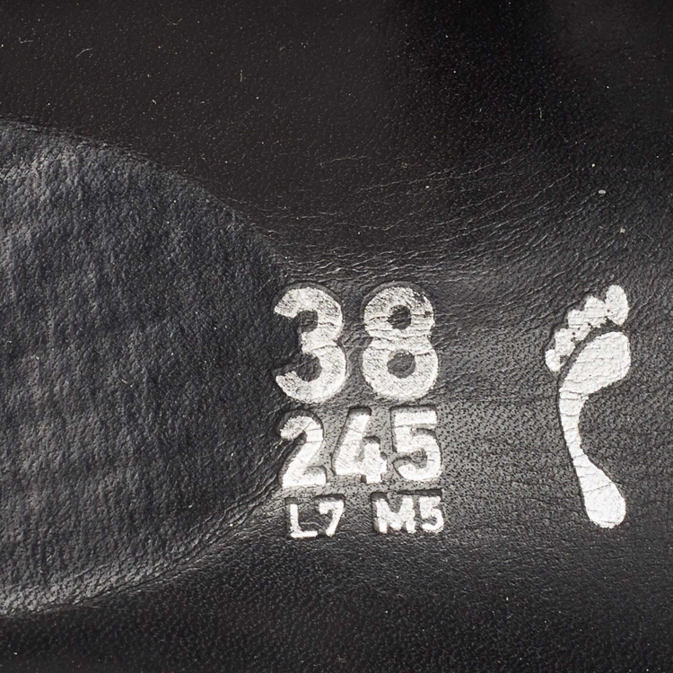 Pre Owned Manolo Blahnik Black Leather Crystal Embellished Buckle Flat Sandals Size 38