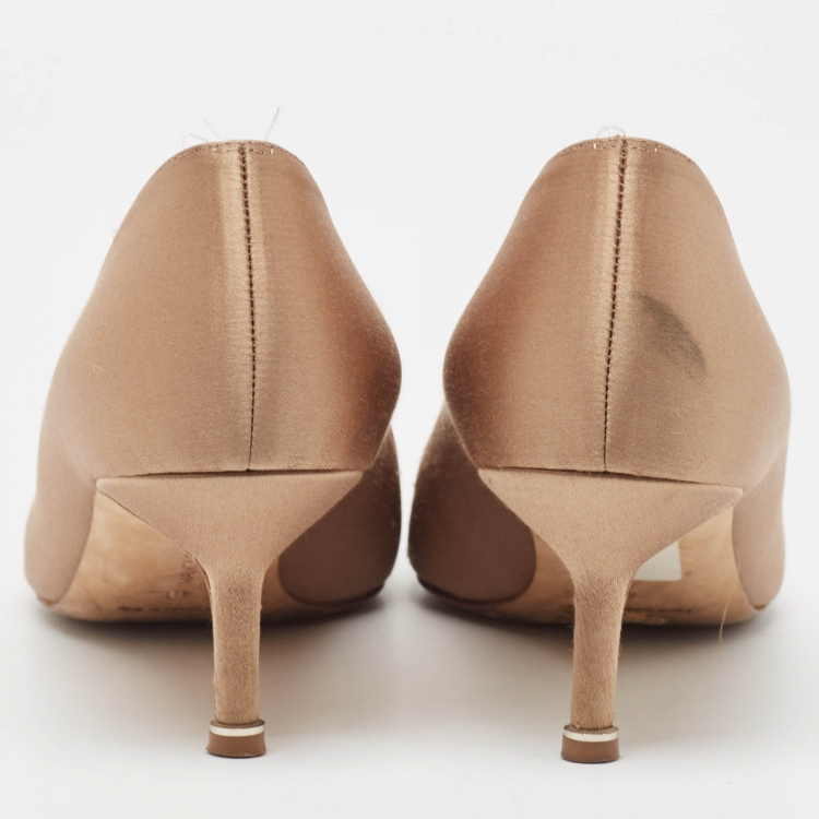 Pre Owned Manolo Blahnik Brown Satin Hangisi Pumps Size 40