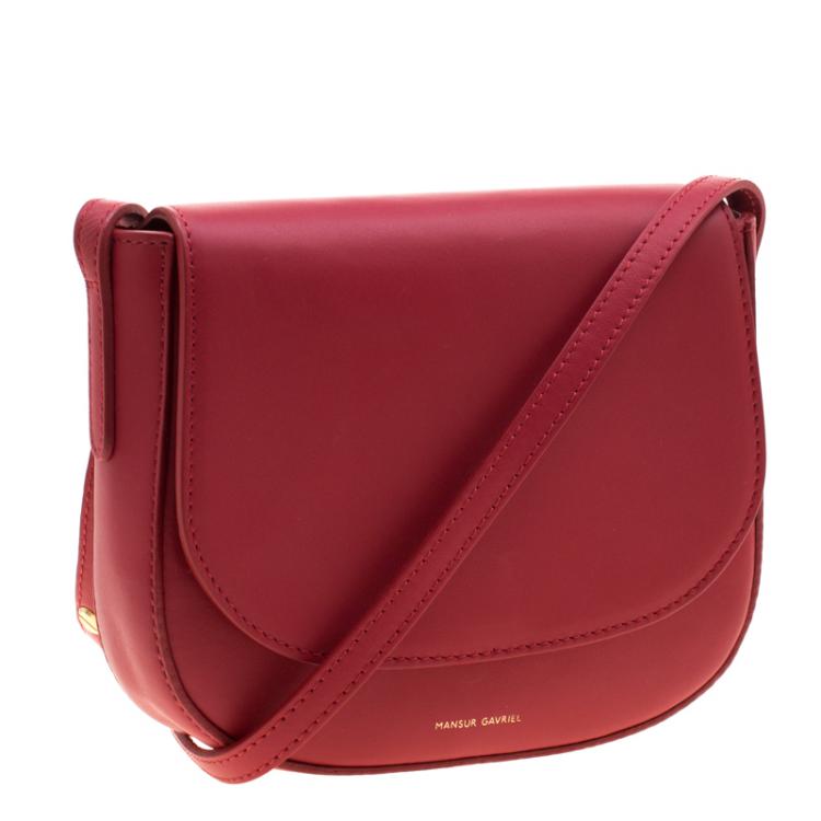 Pre Owned Mansur Gavriel Red Leather Crossbody Bag