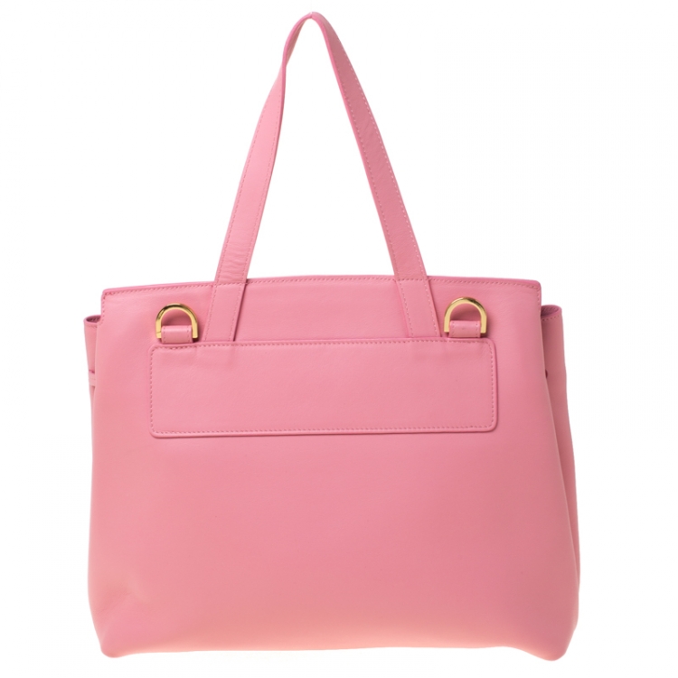 Pre Owned Mansur Gavriel Pink Leather Lady Top Handle Bag 