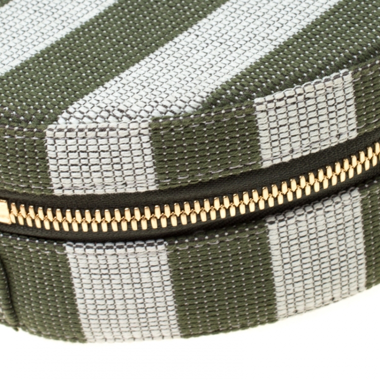 Pre Owned Mansur Gavriel Green/Off white Striped Circle Crossbody Bag