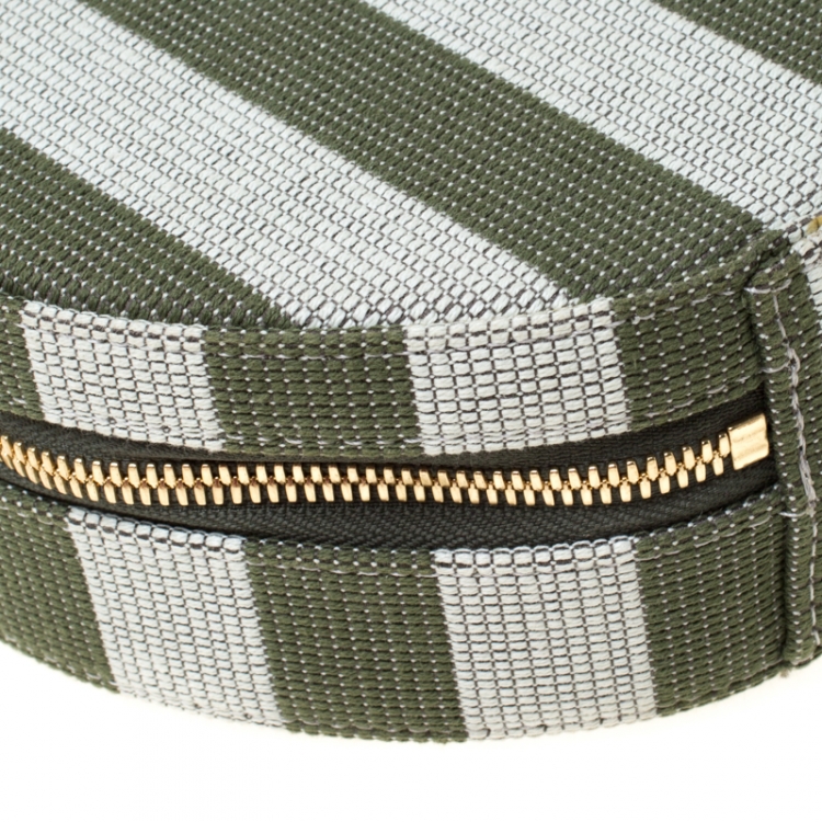 Pre Owned Mansur Gavriel Green/Off white Striped Circle Crossbody Bag