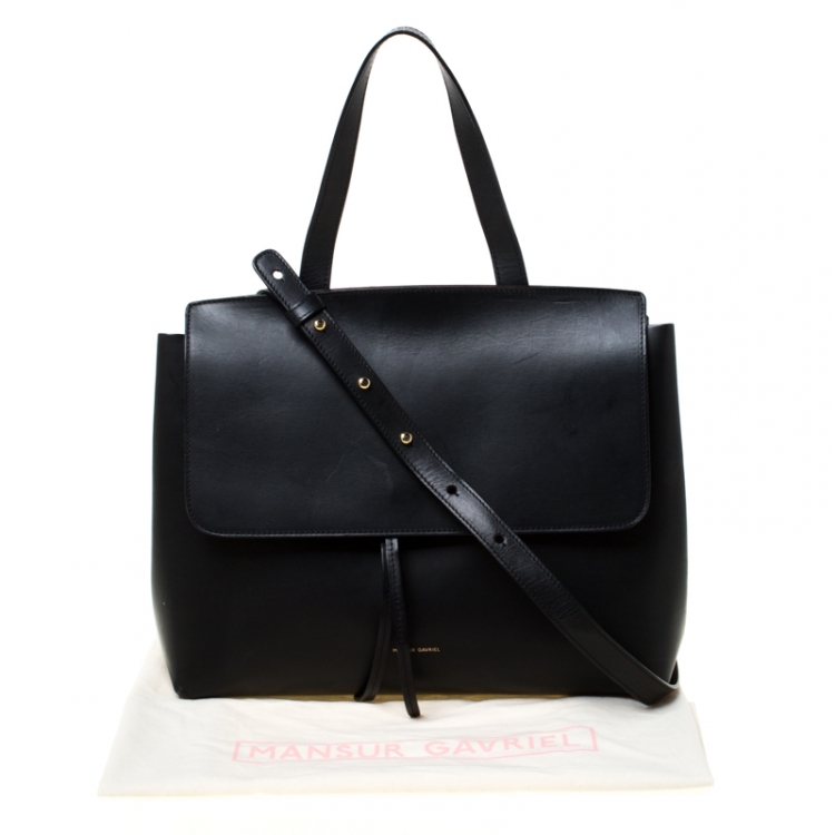 Pre Owned Mansur Gavriel Black Leather Lady Top Handle Bag