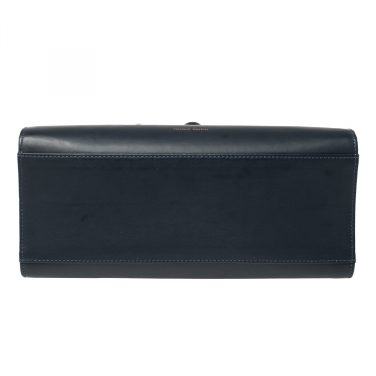 Pre Owned Mansur Gavriel Navy Blue Leather Sun Tote