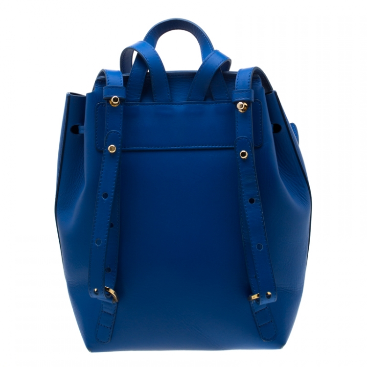 Pre Owned Mansur Gavriel Blue Leather Mini Backpack