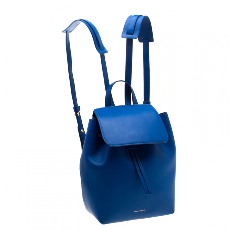 Pre Owned Mansur Gavriel Blue Leather Mini Backpack