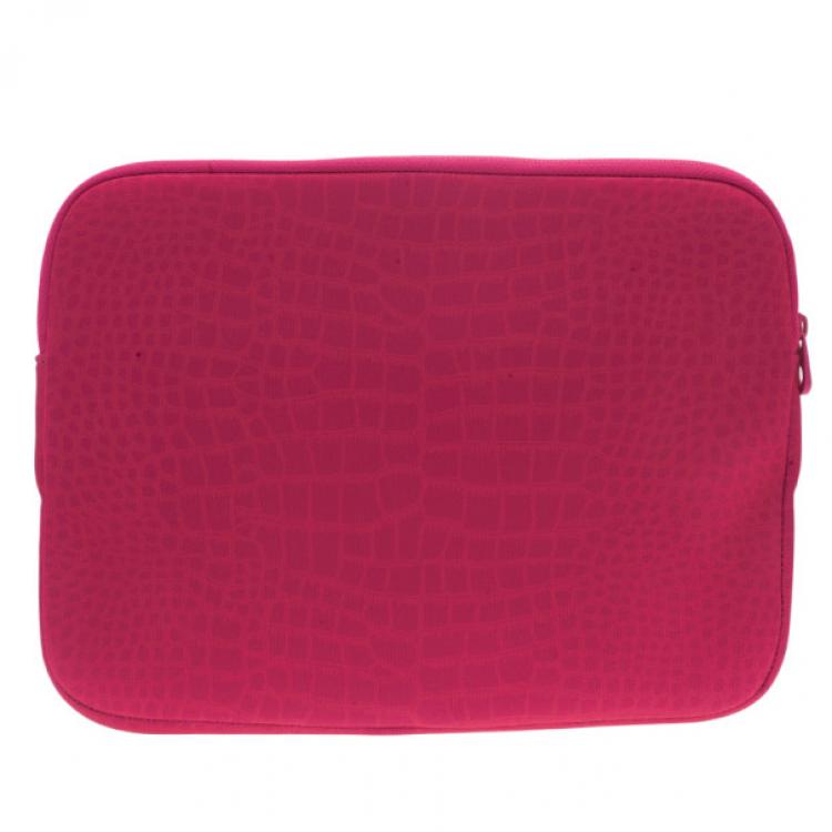 Pre Owned Marc by Marc Jacobs Pink 13" Trompe l'Oeil Croc-Print Laptop Case