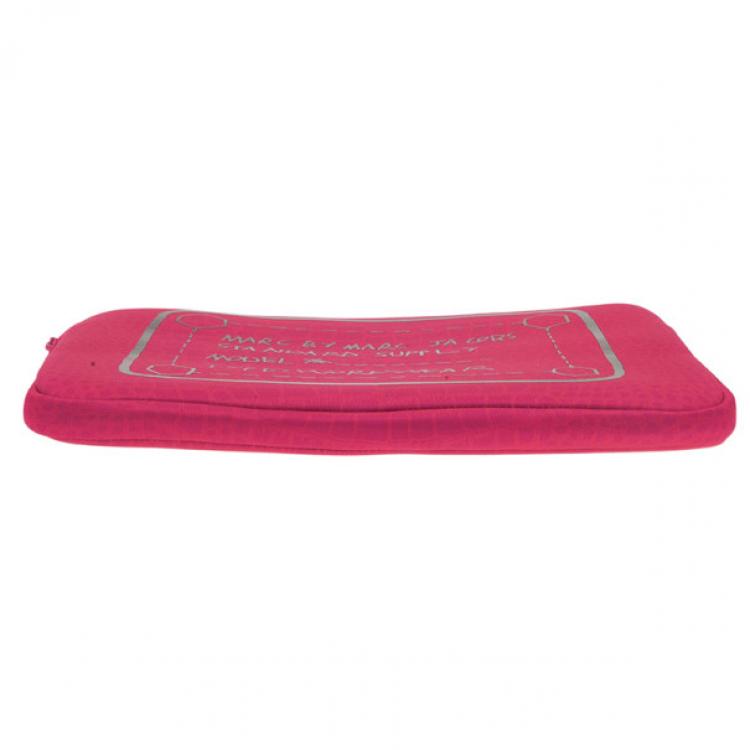 Pre Owned Marc by Marc Jacobs Pink 13" Trompe l'Oeil Croc-Print Laptop Case