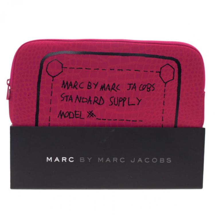 Pre Owned Marc by Marc Jacobs Pink 13" Trompe l'Oeil Croc-Print Laptop Case