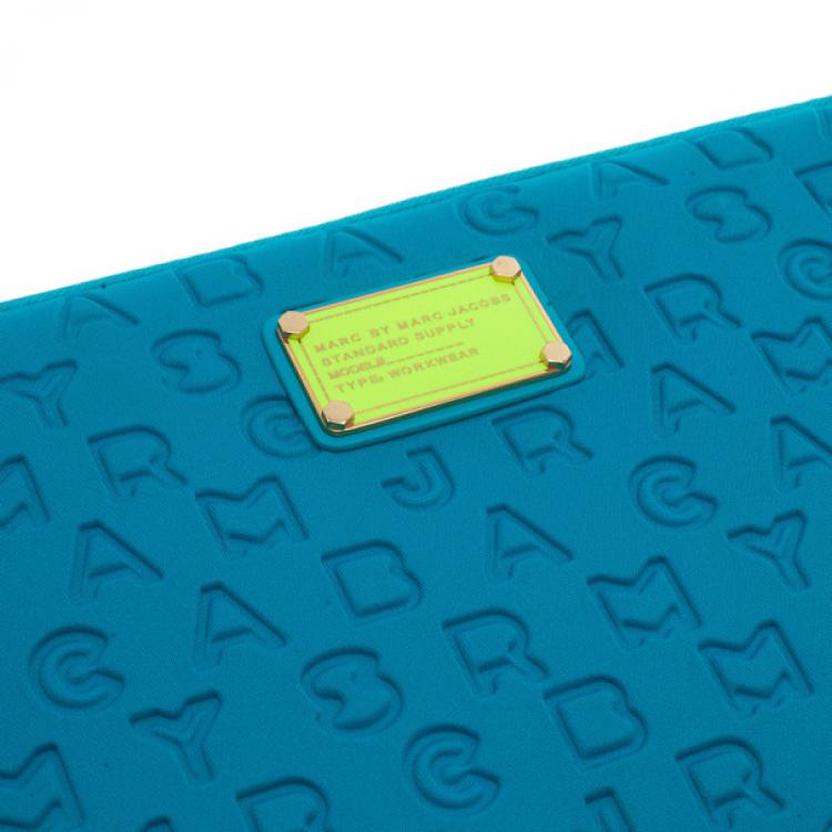 Pre Owned Marc by Marc Jacobs Turquoise Dreamy Logo Laptop Case