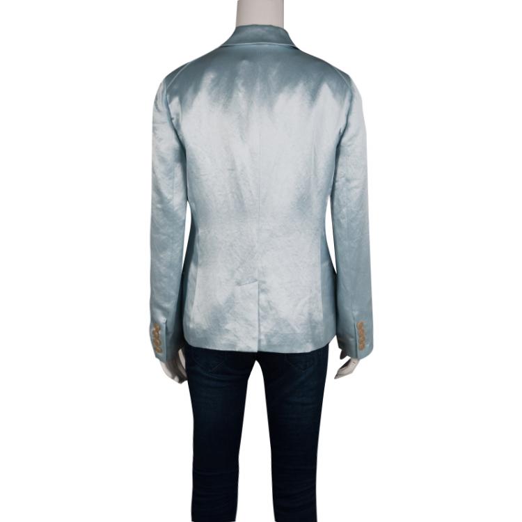 Pre Owned Marc by Marc Jacobs Stormy Sky Blue Cosmo Satin Blazer M