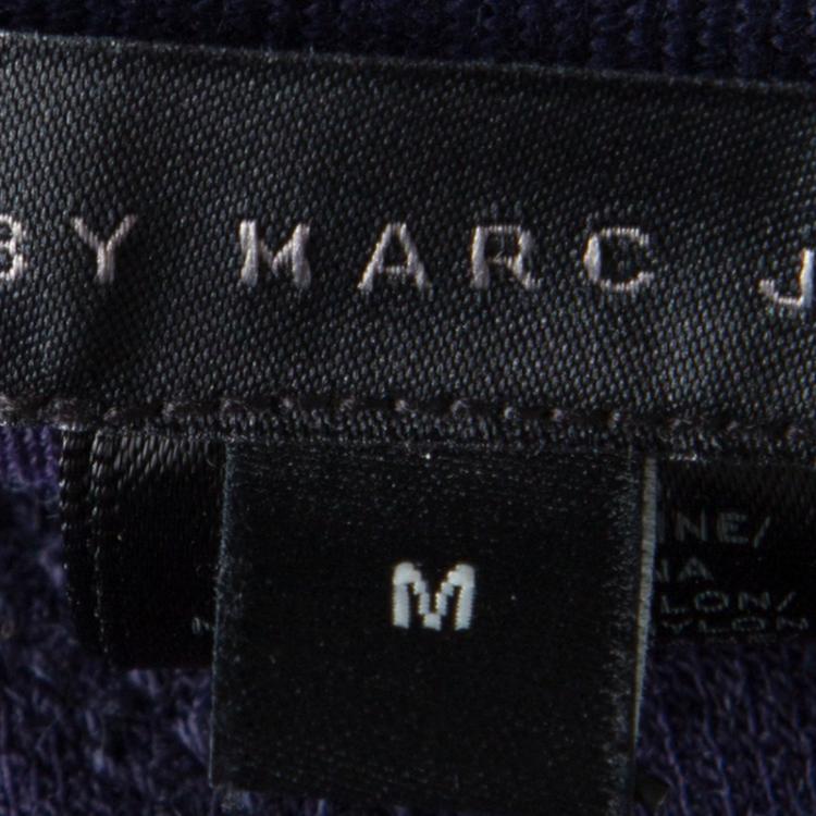 Pre Owned Marc By Marc Jacobs Navy Blue Saddle Sleeve Sweatshirt Dress M